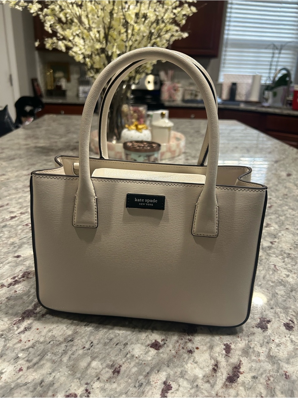 kate spade Cream Leather Top-Handle Satchel w/Crossbody Strap